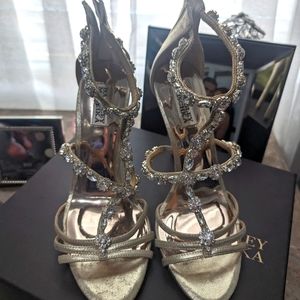 Gold Rose Stones high stiletto heels